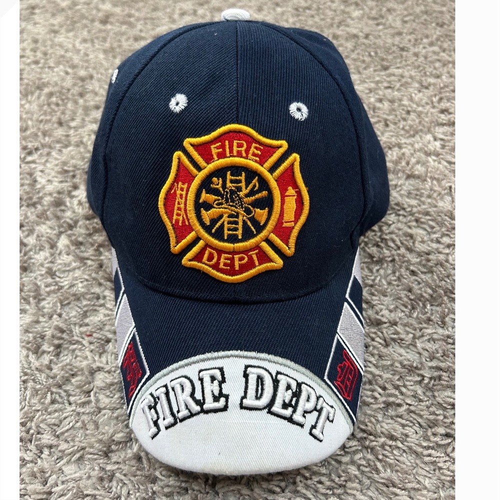 Fire Dept Hat Cap Navy Blue Maltese Cross Firefighter Baseball One Size‎